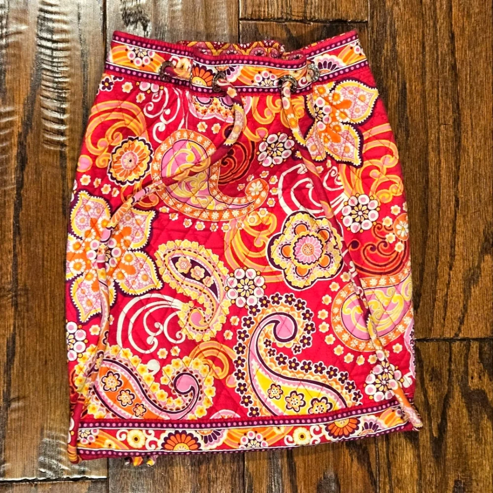 Vera Bradley Drawstring Backpack Cinch Tote Raspberry Fizz Pink Red Paisley 2008